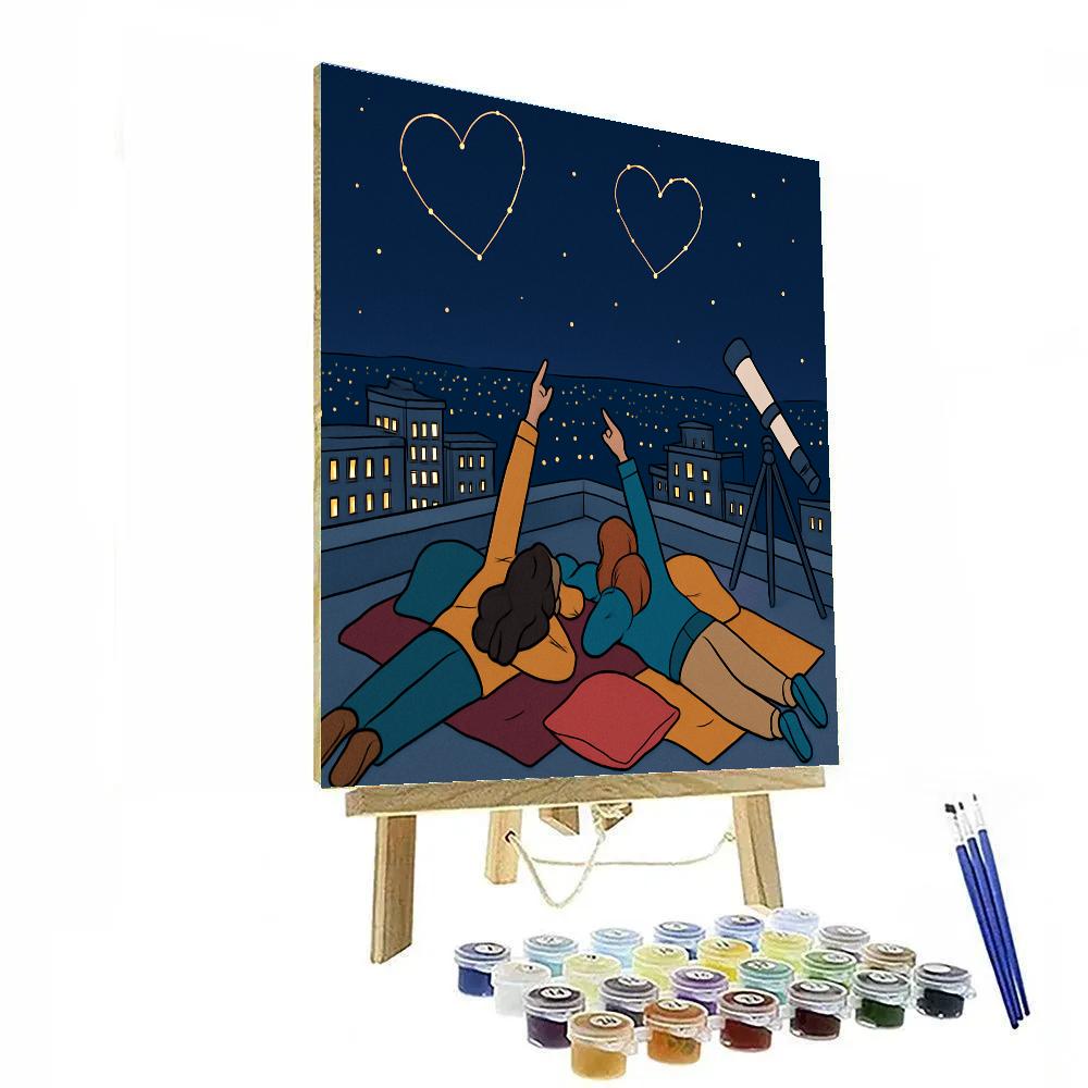 Stargazing Rooftop Valentines Day Constellations Numbered painting kits