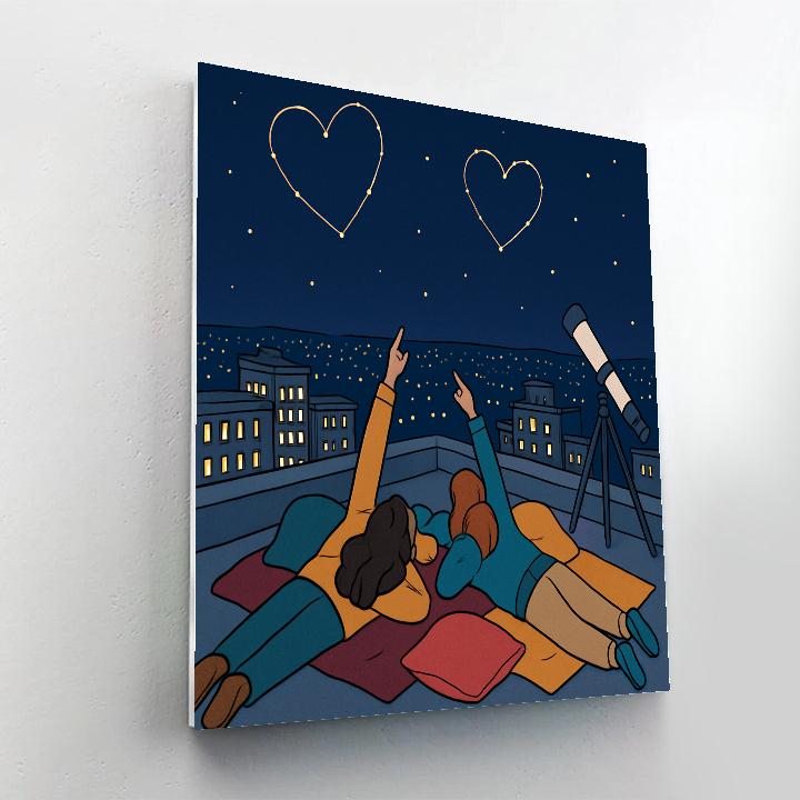Stargazing Rooftop Valentines Day Constellations Numbered painting kits