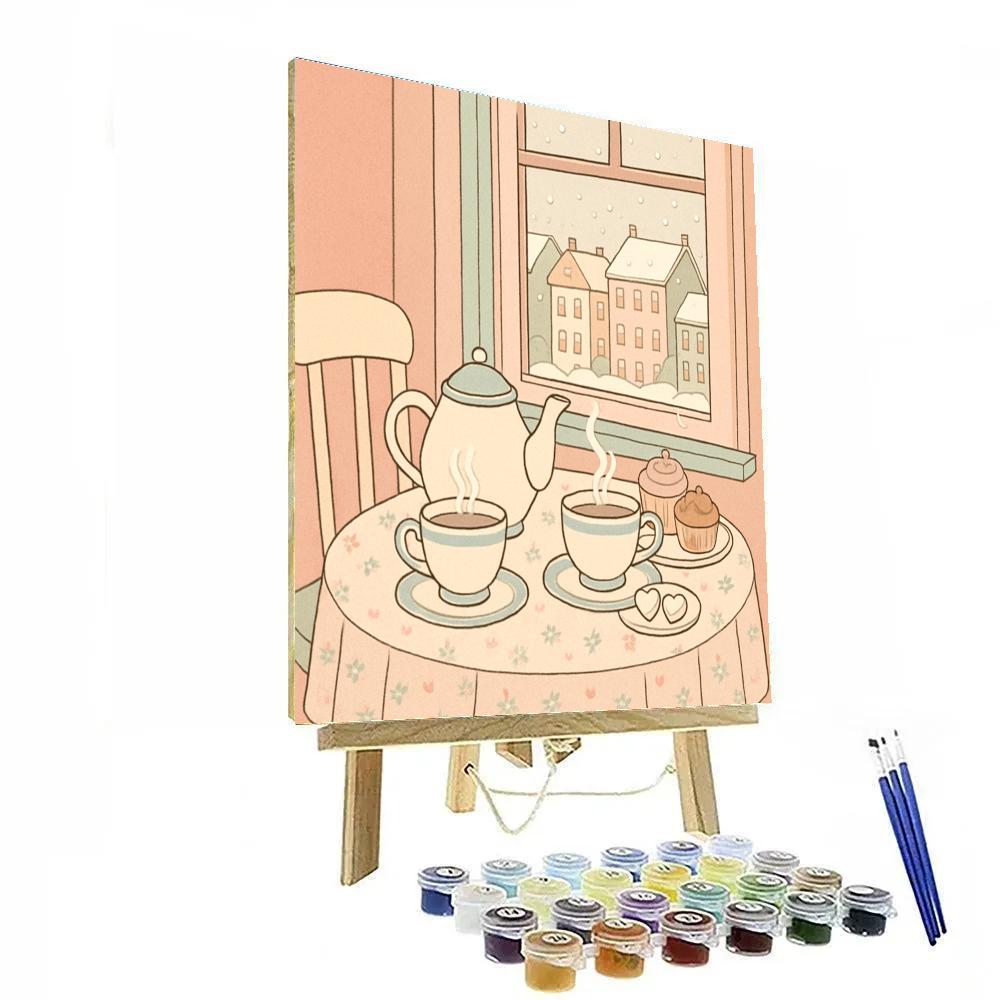 Valentines Day Tea Room For Two DIY paint by numbers