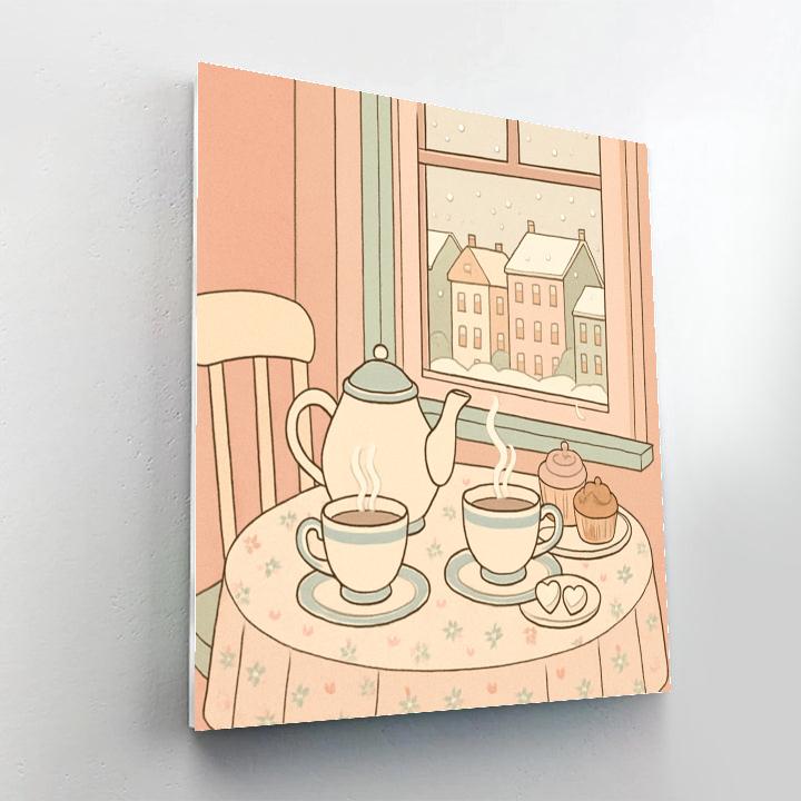 Valentines Day Tea Room For Two DIY paint by numbers