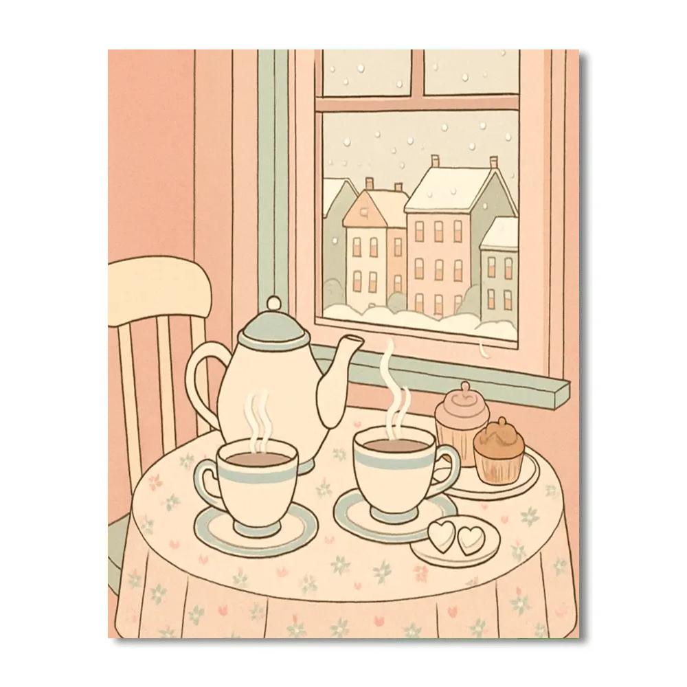 Valentines Day Tea Room For Two DIY paint by numbers