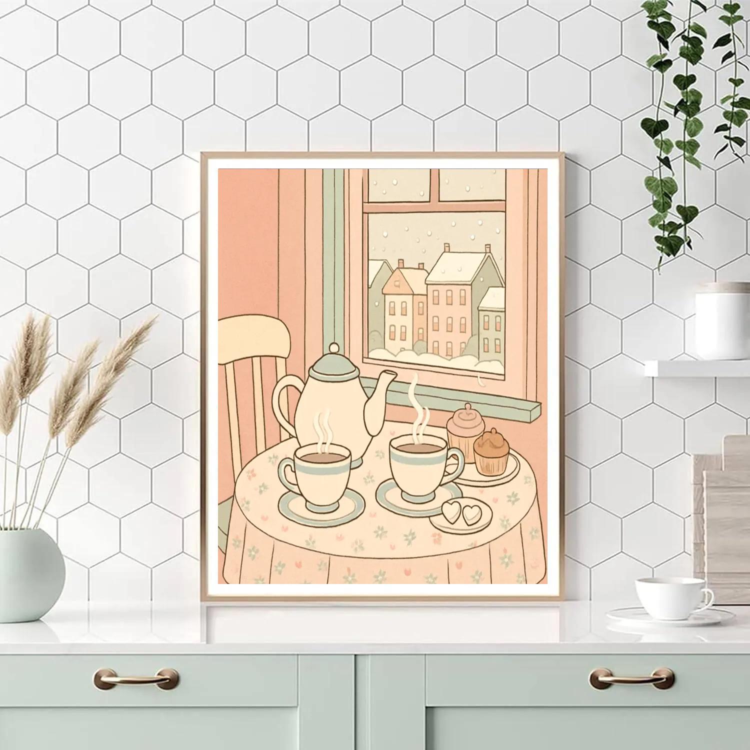Valentines Day Tea Room For Two DIY paint by numbers
