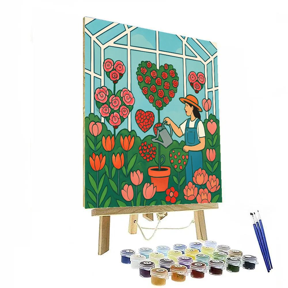 Garden Greenhouse Valentines Day Bloom paint by number