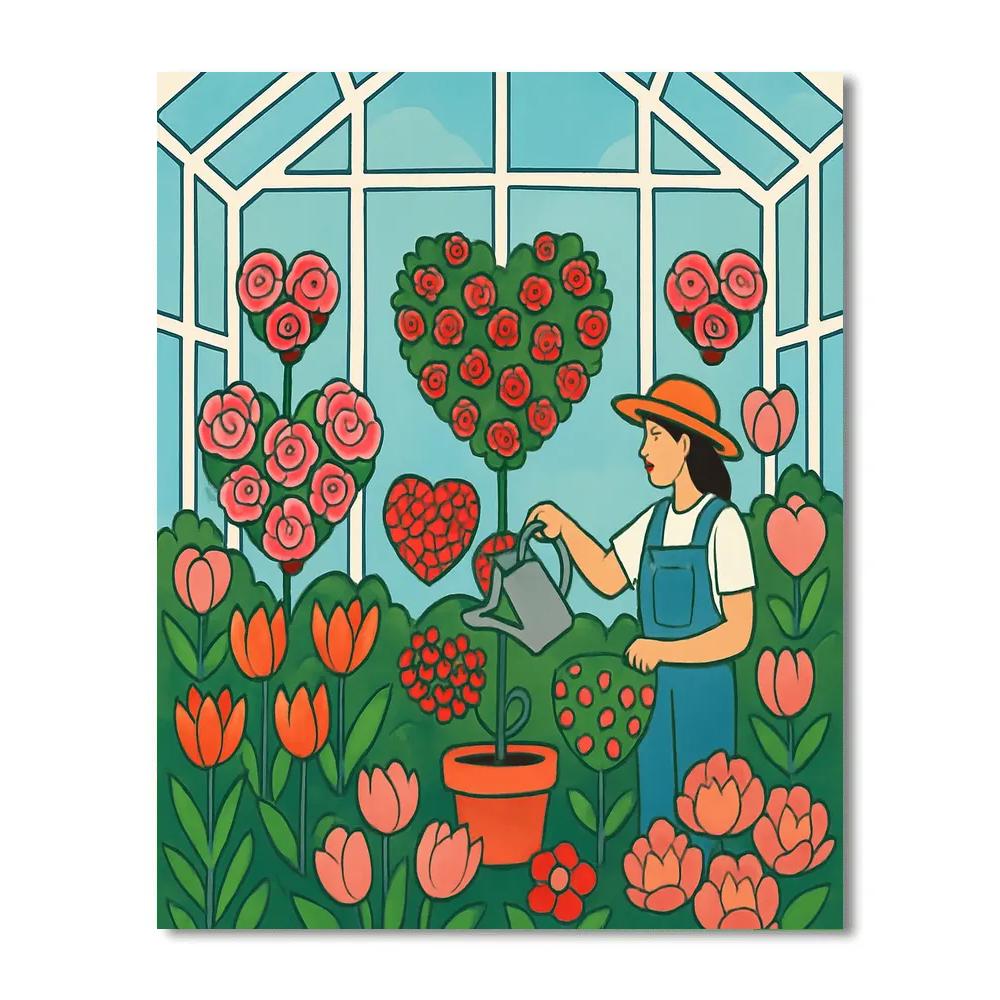 Garden Greenhouse Valentines Day Bloom paint by number