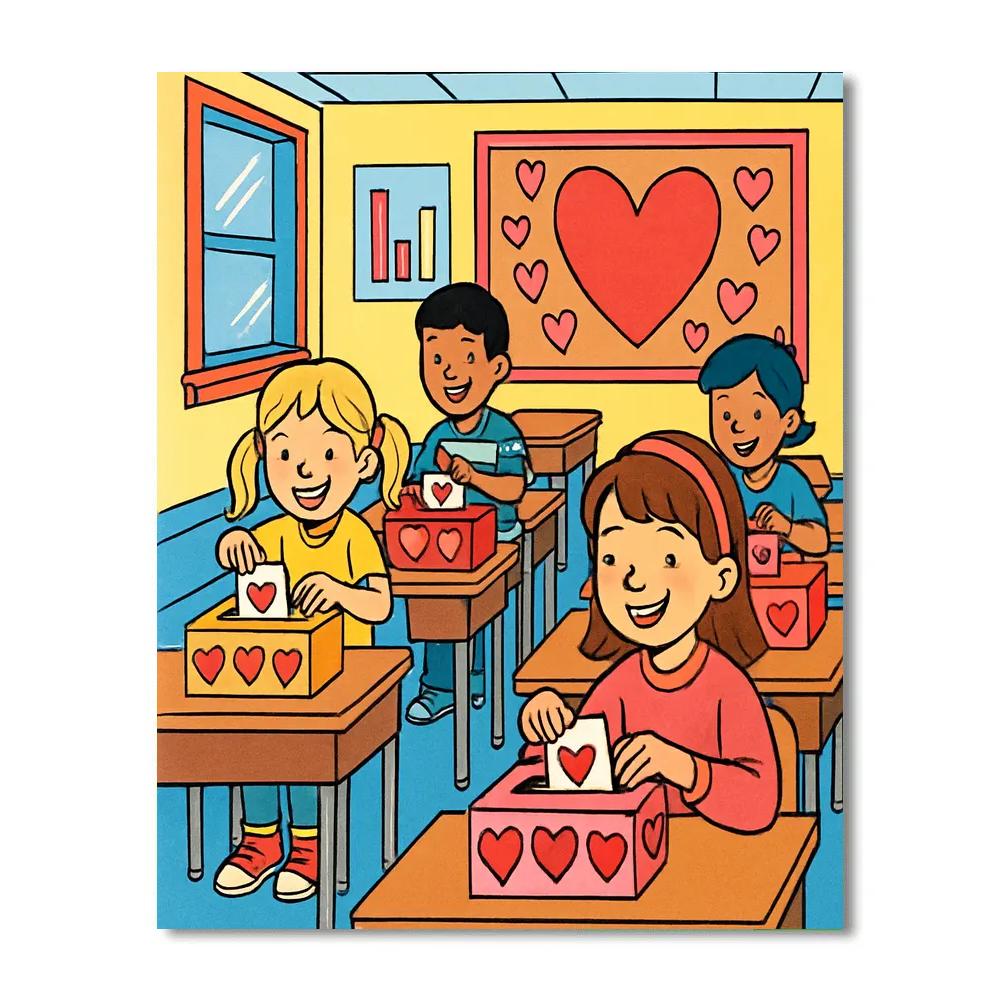 Secret Classroom Valentines Day Exchange Painting by numbers kit