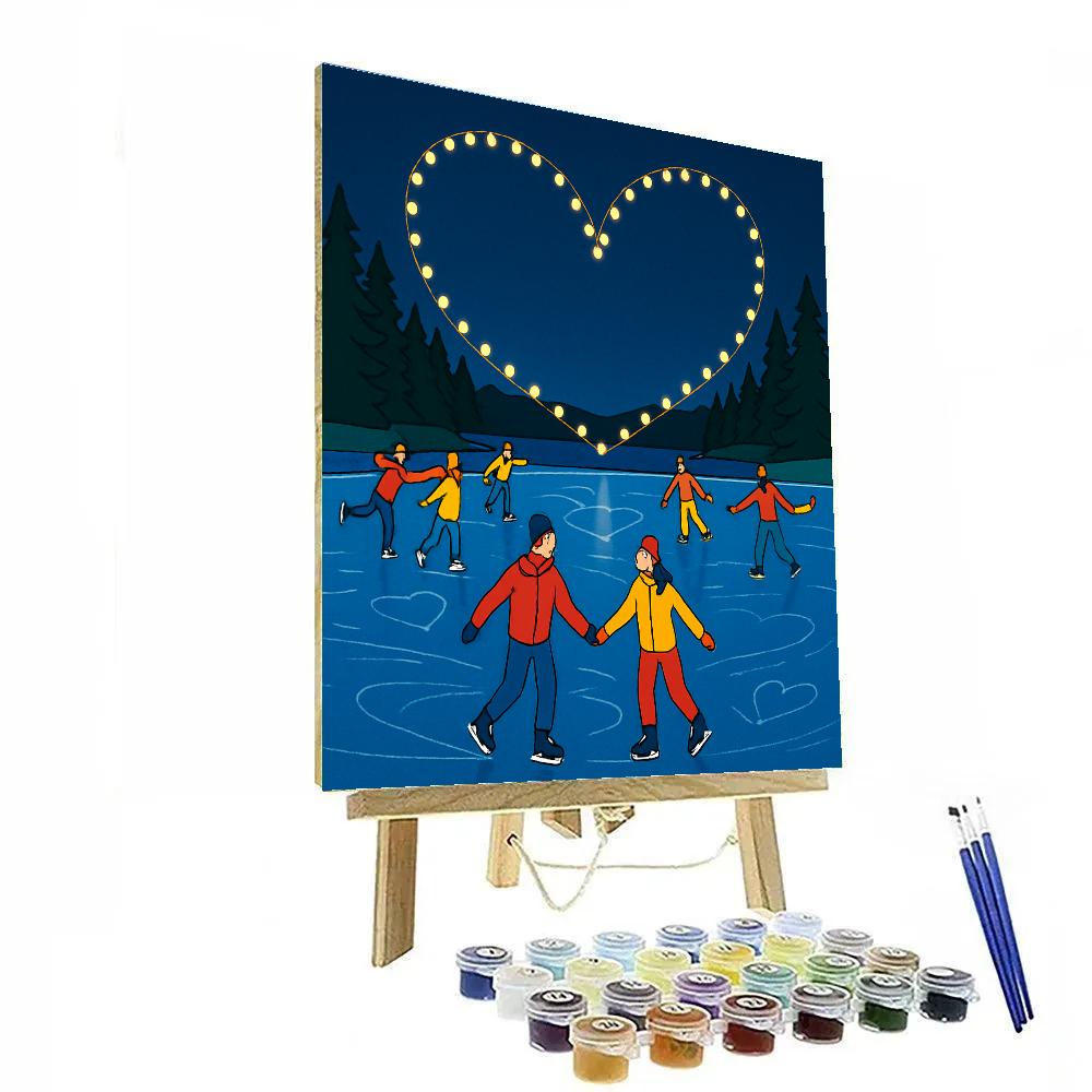Valentines Day Ice Skating Lake Glow Numbered painting kits