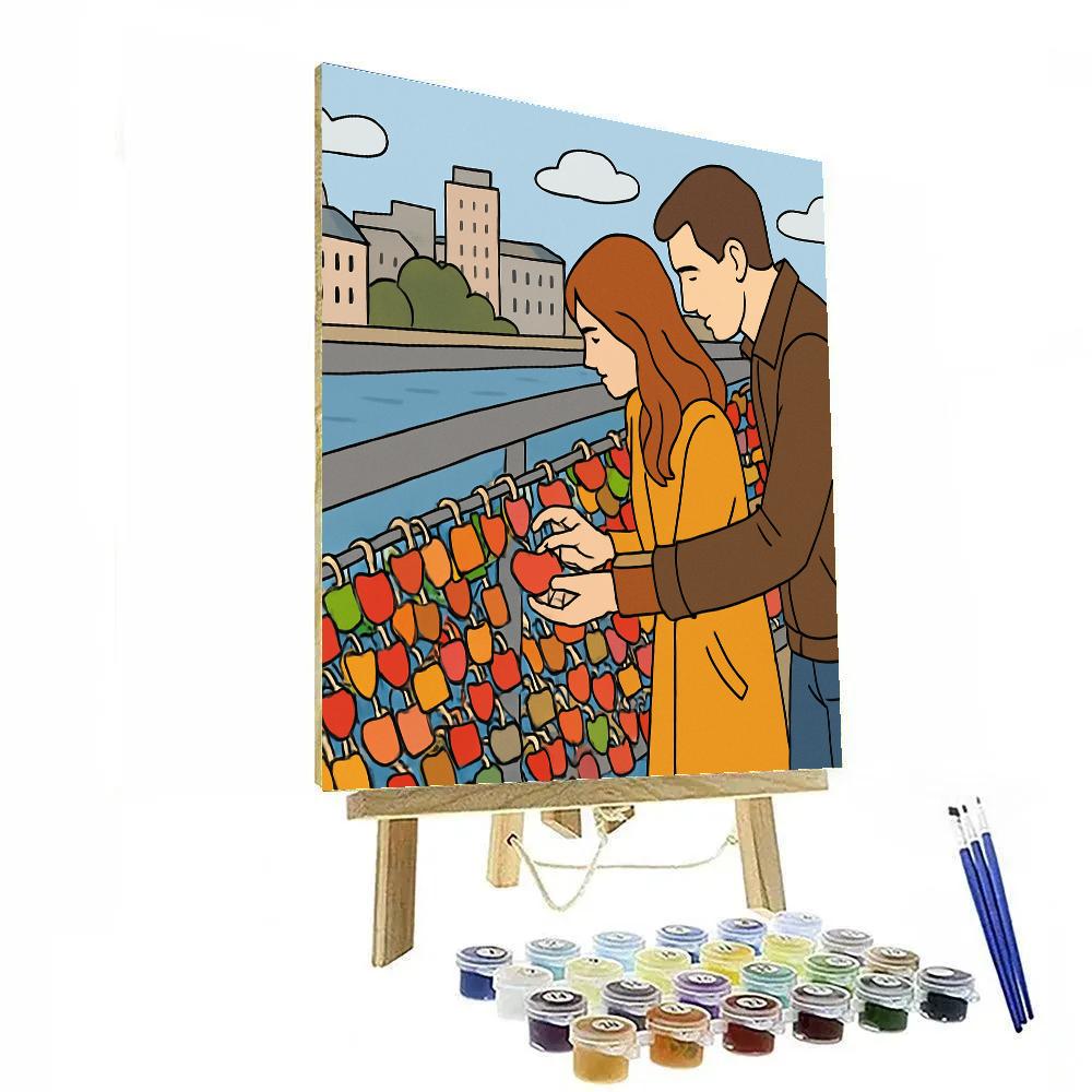 City Bridge Valentines Day Lock Ritual paint by number