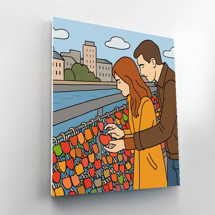 City Bridge Valentines Day Lock Ritual paint by number