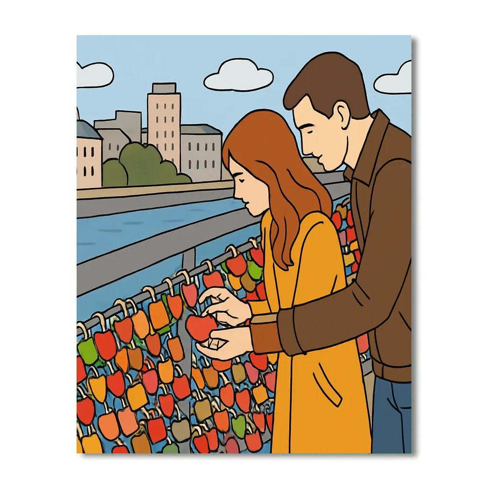City Bridge Valentines Day Lock Ritual paint by number