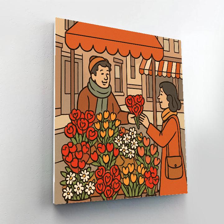 Flower Cart On Valentines Day Corner paint by number