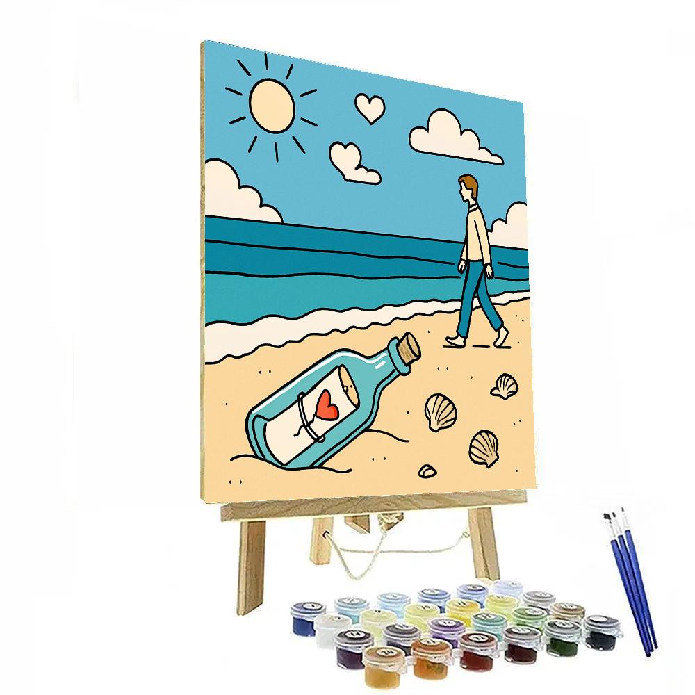 Valentines Day Seaside Message In A Bottle Paint by numbers art