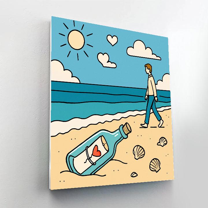 Valentines Day Seaside Message In A Bottle Paint by numbers art