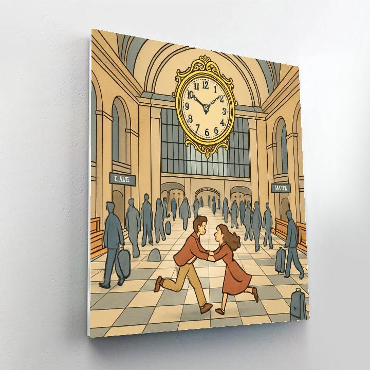 Train Station Clock Valentines Day Reunion Paint by numbers art