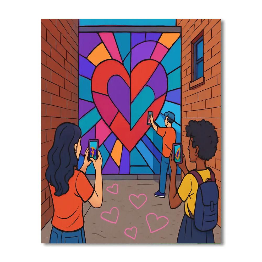 Valentines Day Street Art Mural Alley Paint by numbers kits