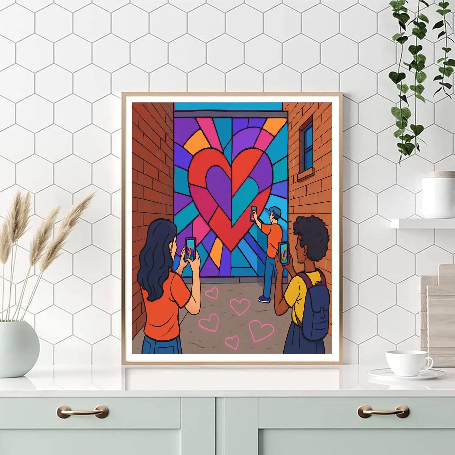 Valentines Day Street Art Mural Alley Paint by numbers kits
