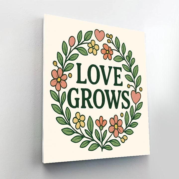 Valentines Day Botanical Lettering Wreath Paint by numbers art