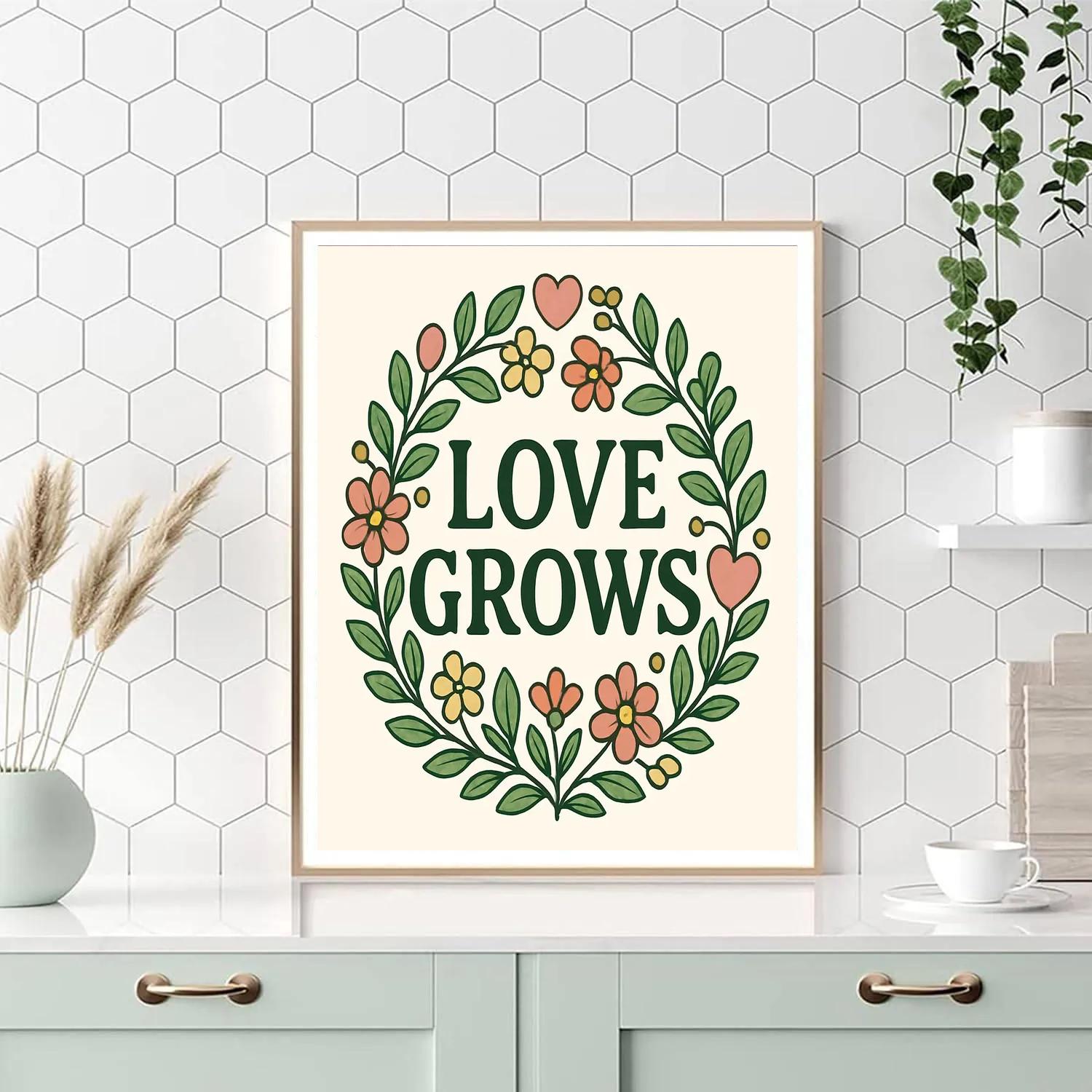 Valentines Day Botanical Lettering Wreath Paint by numbers art
