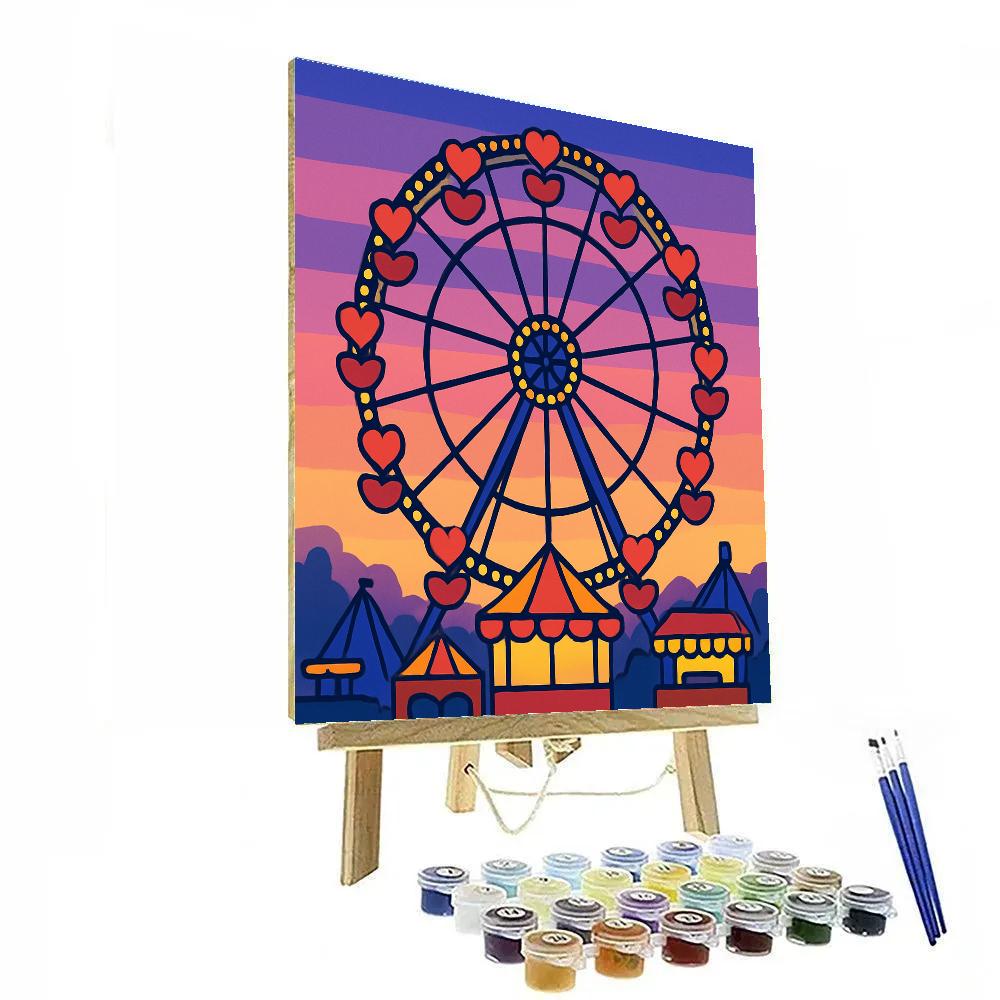 Valentines Day Carnival Ferris Wheel Lights painting number kit