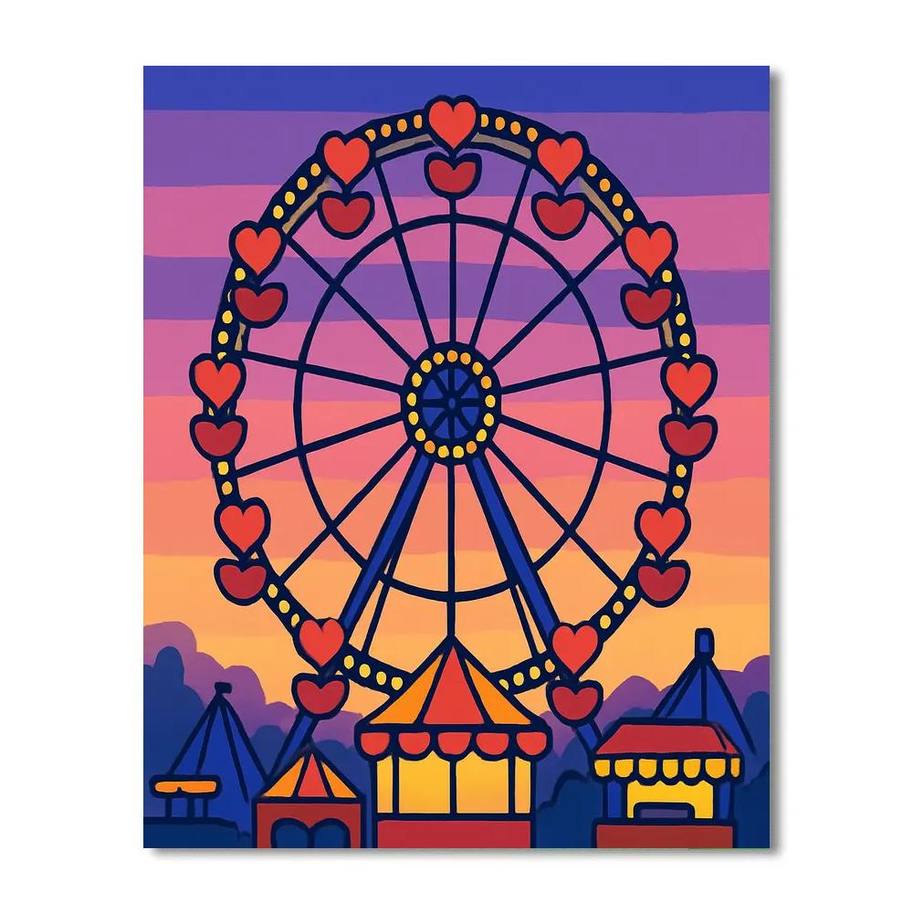 Valentines Day Carnival Ferris Wheel Lights painting number kit