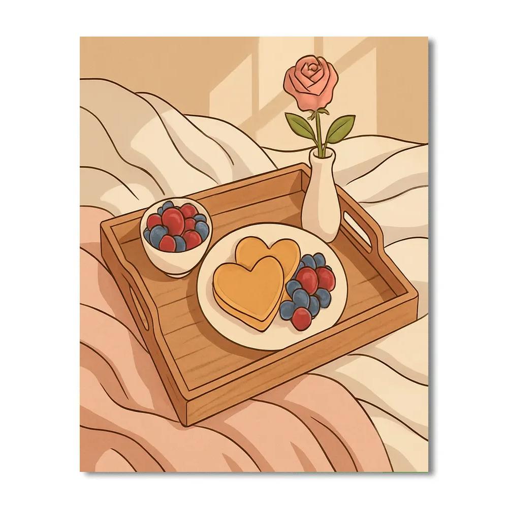 Breakfast Tray Valentines Day Surprise Number painting