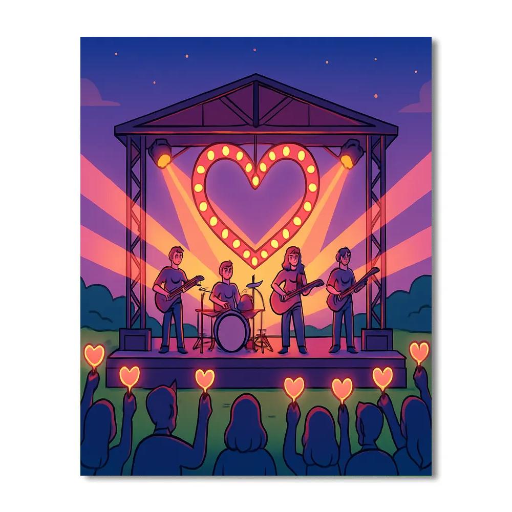 Valentines Day Music Festival Meadow Stage painting number kit