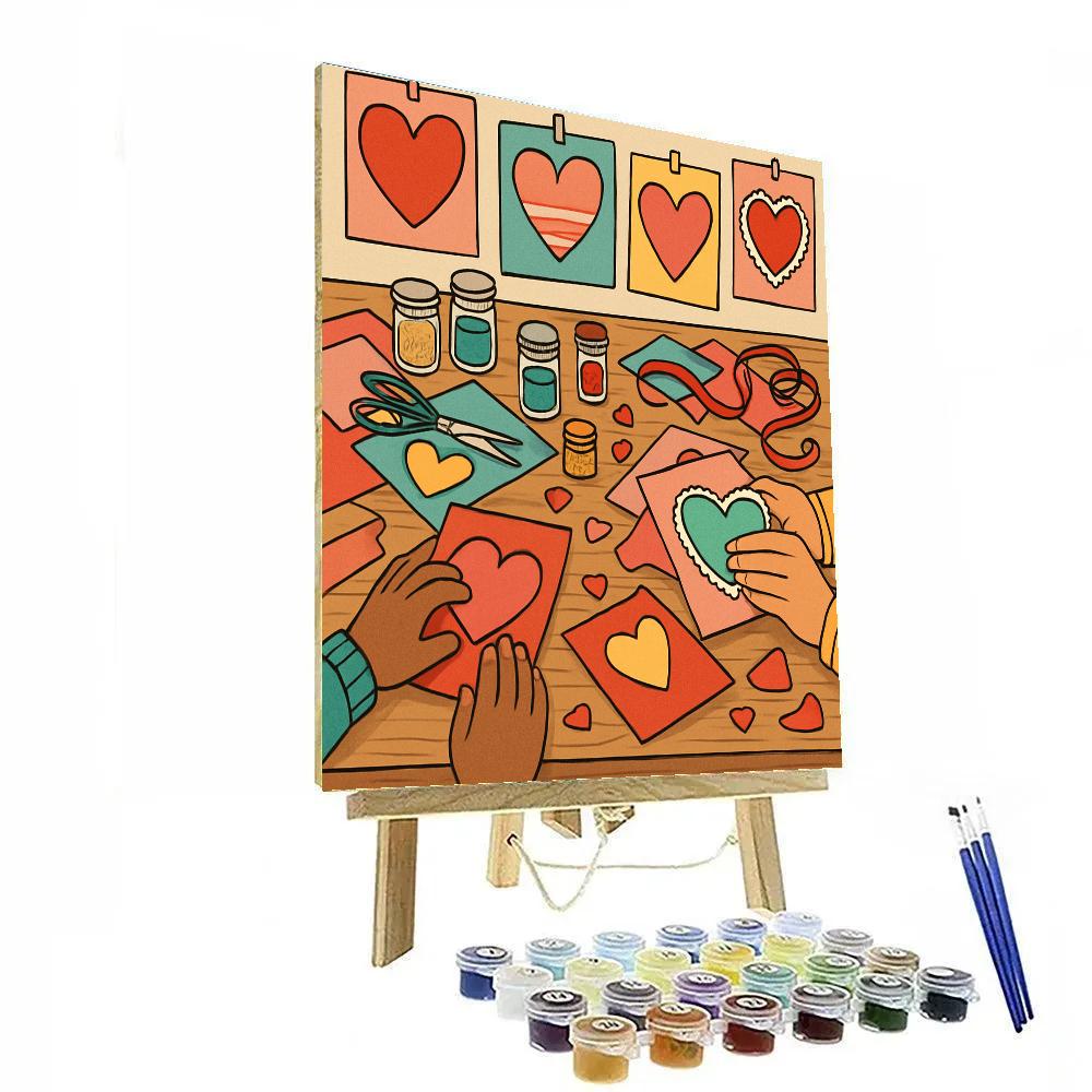 Art Studio Valentines Day Craft Table Painting by numbers kit