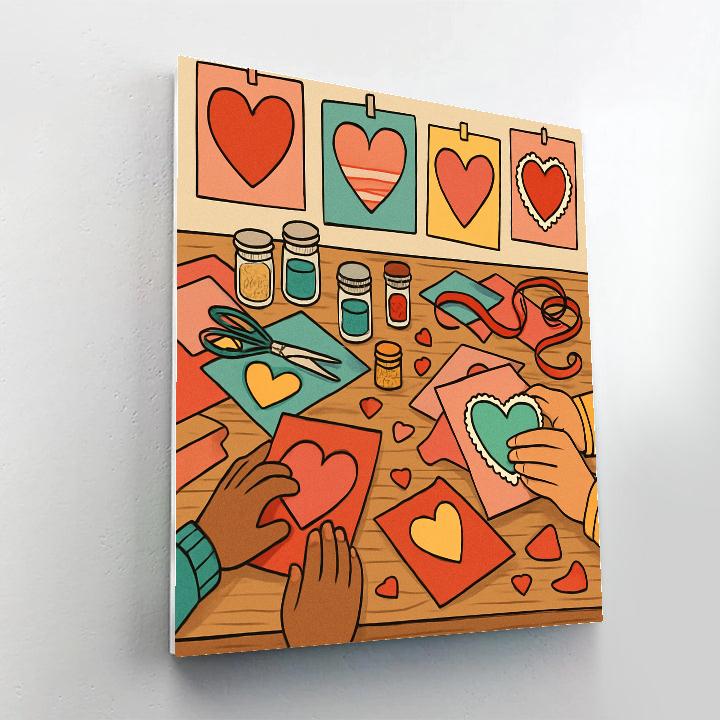 Art Studio Valentines Day Craft Table Painting by numbers kit