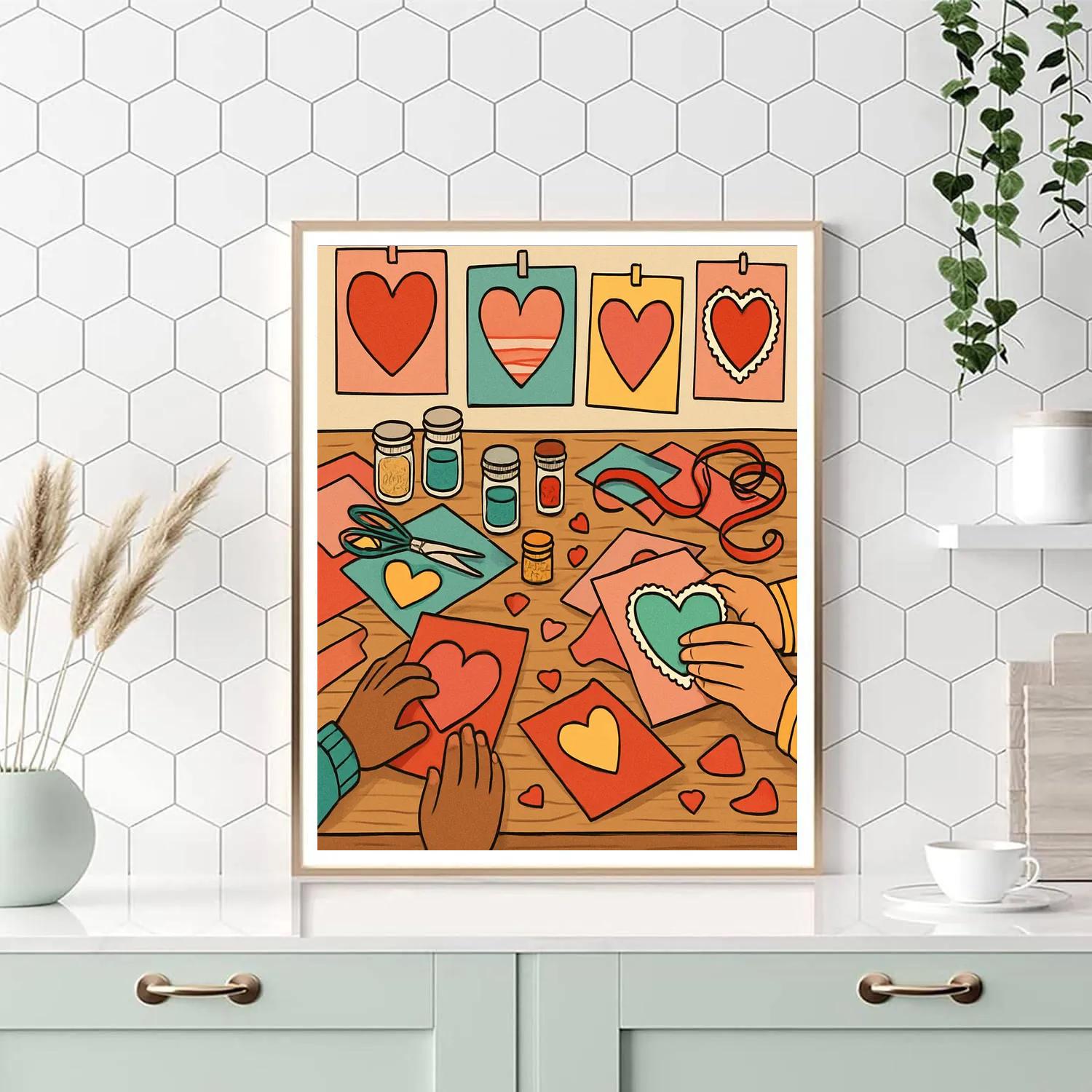 Art Studio Valentines Day Craft Table Painting by numbers kit