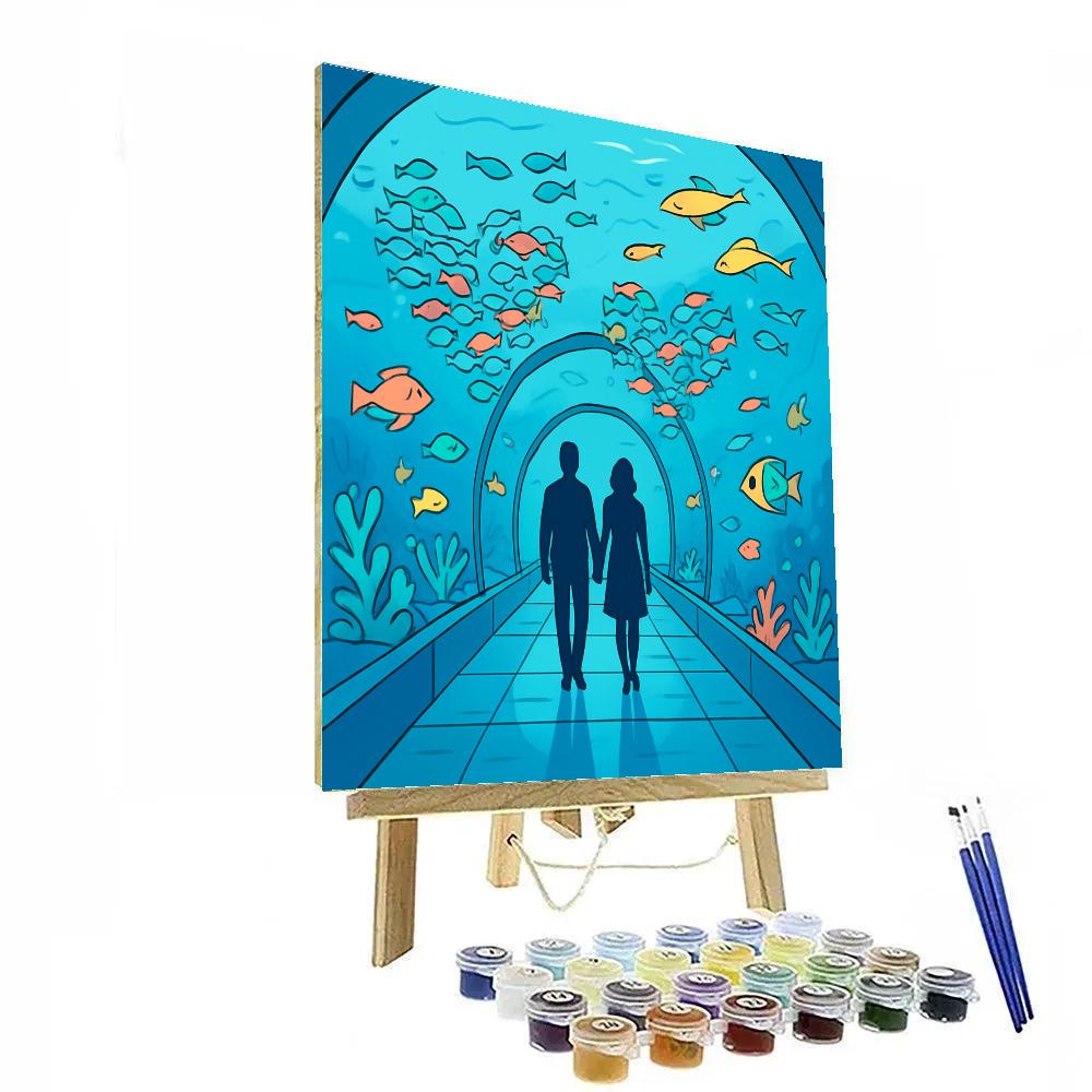 Valentines Day Aquarium Tunnel Glow Number painting