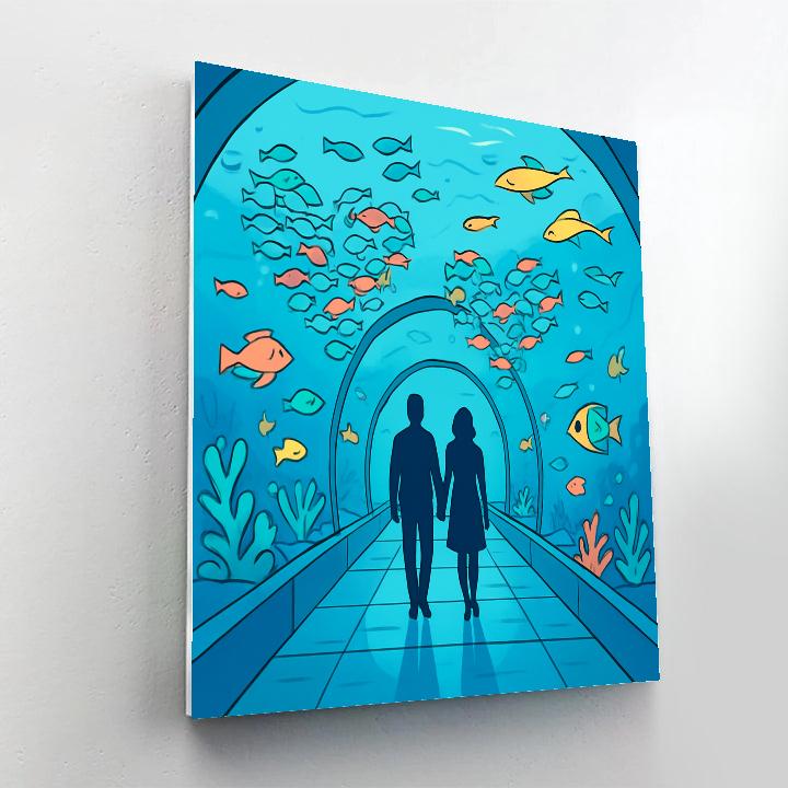 Valentines Day Aquarium Tunnel Glow Number painting