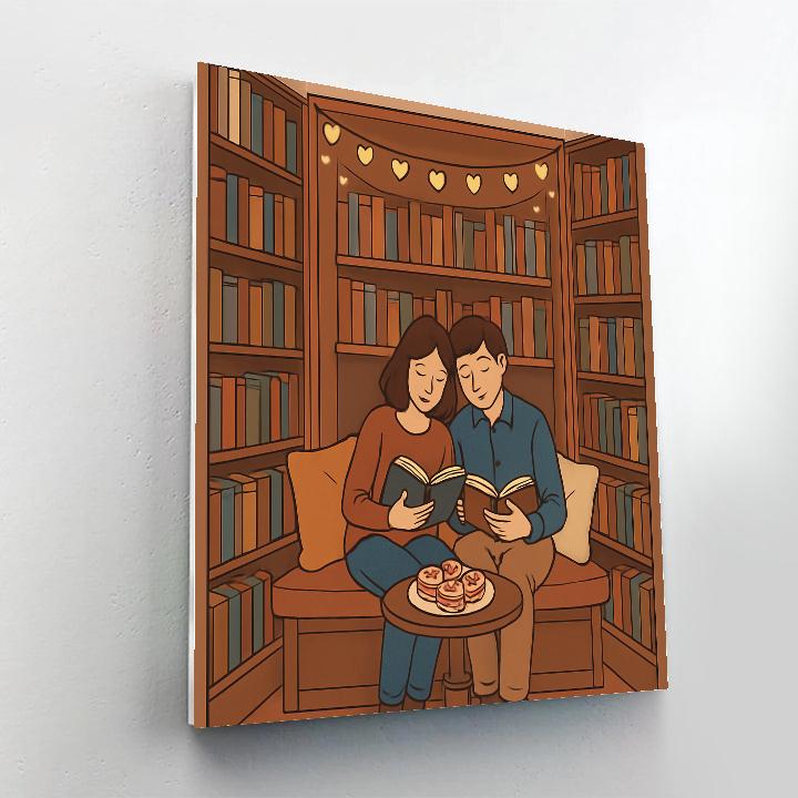 Bookstore Cafe Valentines Day Nook paint by color