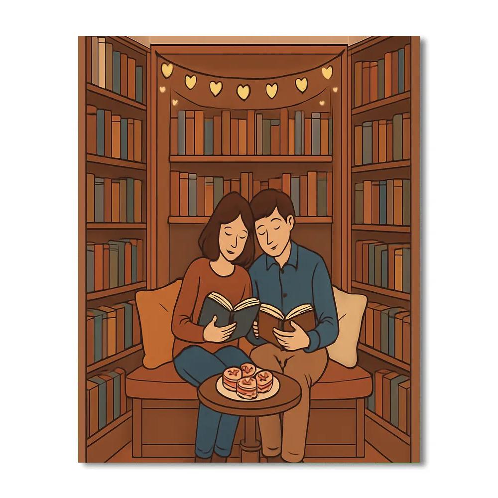 Bookstore Cafe Valentines Day Nook paint by color