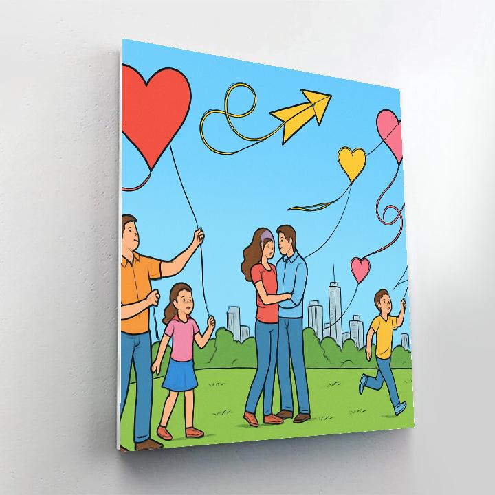 Valentines Day City Park Kite Flight paint by color