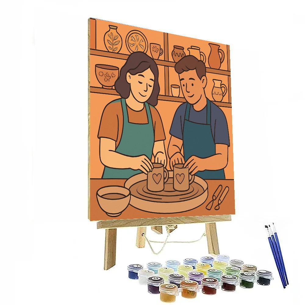 Valentines Day Pottery Studio Heart Mugs paint by numbers