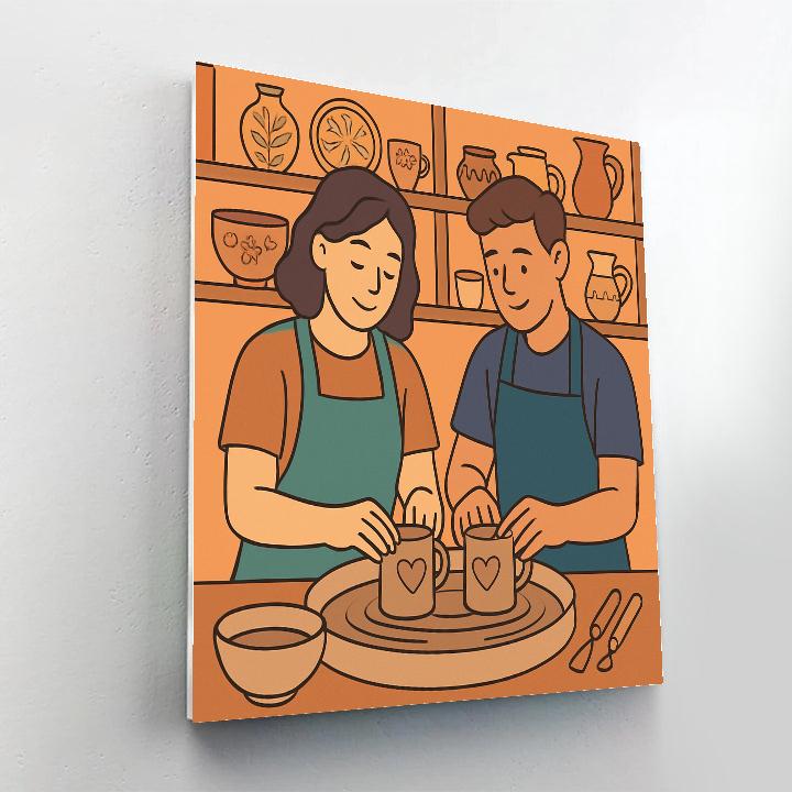 Valentines Day Pottery Studio Heart Mugs paint by numbers