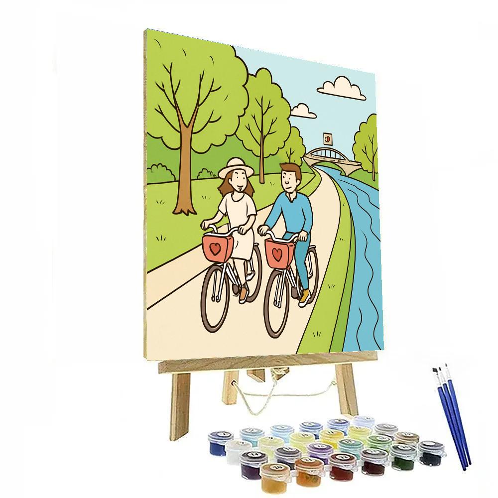 Riverside Bike Ride Valentines Day Path Paint by numbers kits
