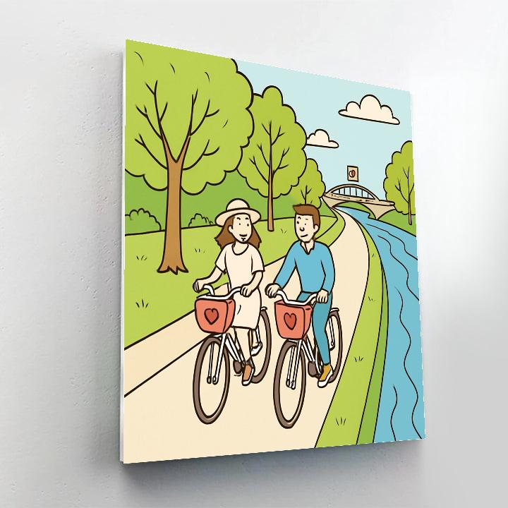 Riverside Bike Ride Valentines Day Path Paint by numbers kits