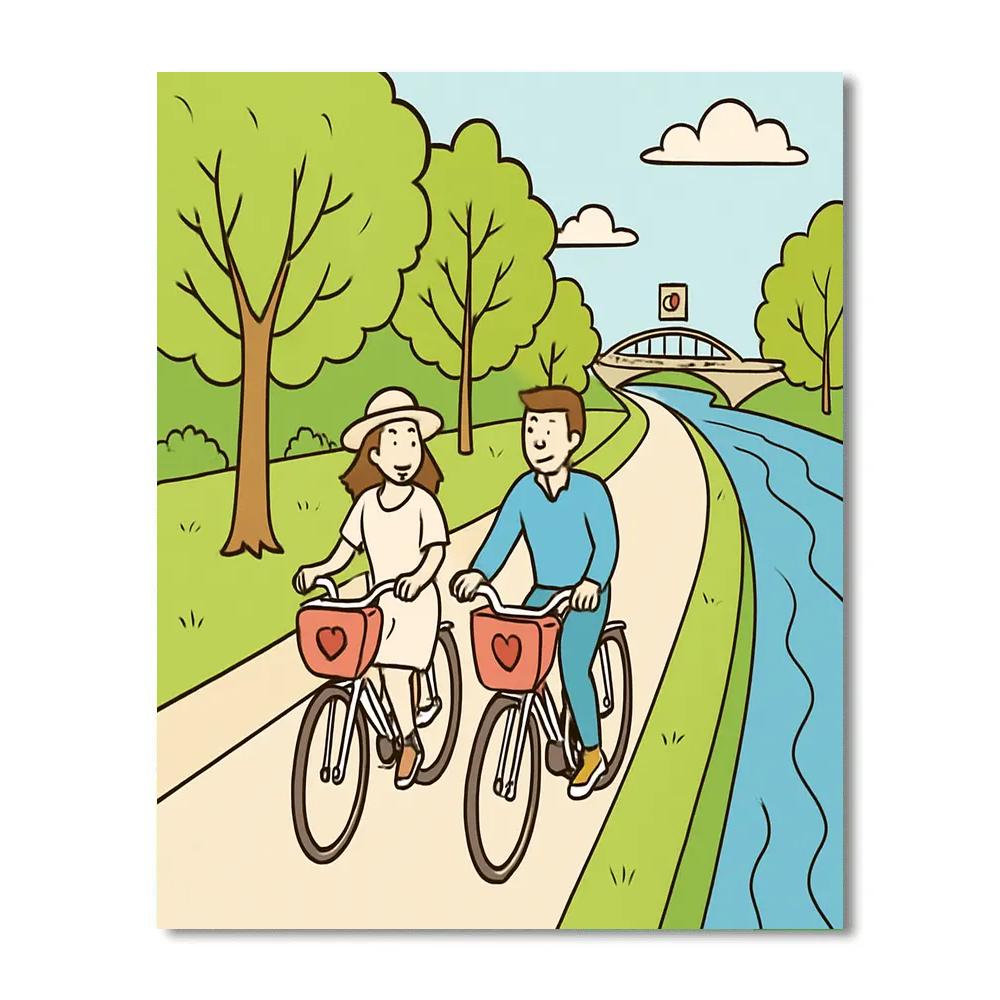 Riverside Bike Ride Valentines Day Path Paint by numbers kits