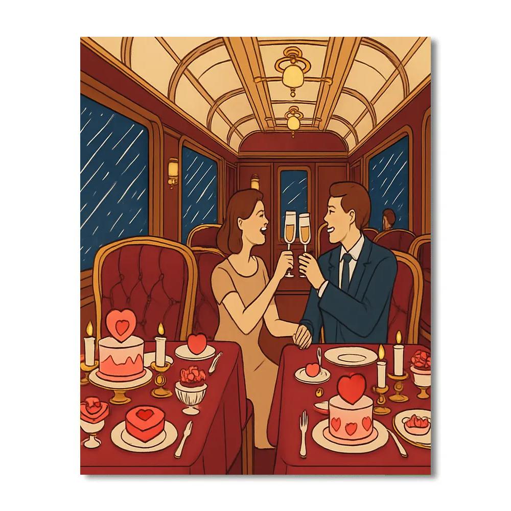 Valentines Day Star Train Dessert Car Number painting