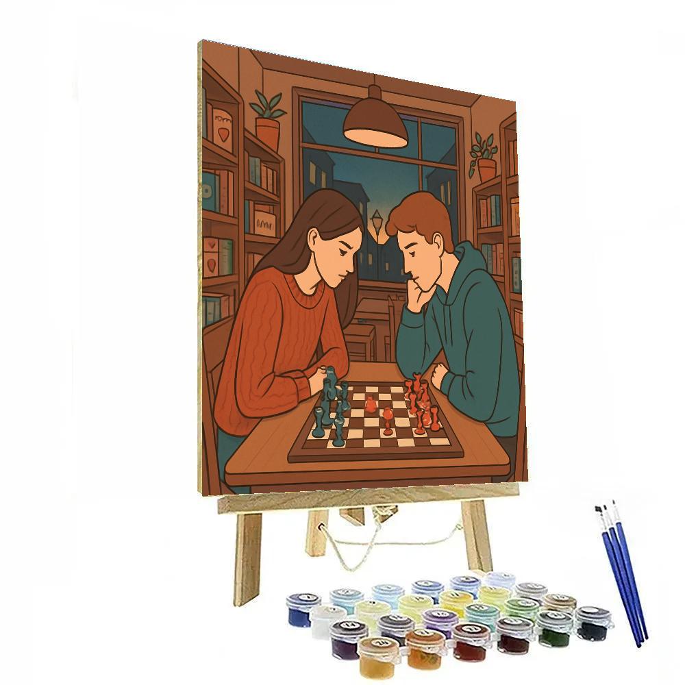 Chess Cafe Valentines Day Match paint by color