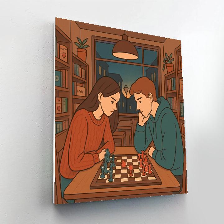 Chess Cafe Valentines Day Match paint by color