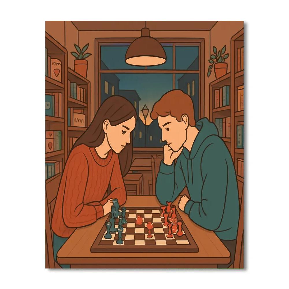 Chess Cafe Valentines Day Match paint by color