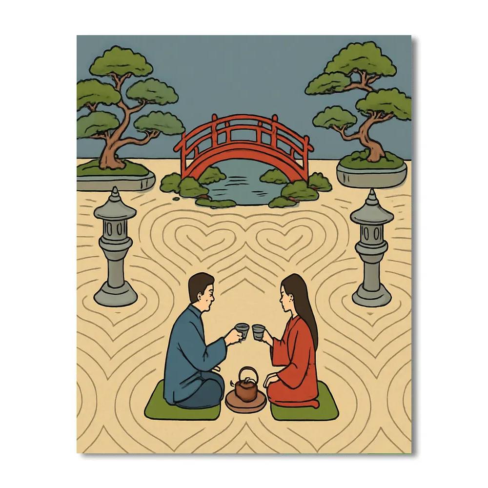 Valentines Day Zen Garden Courtyard DIY paint by numbers