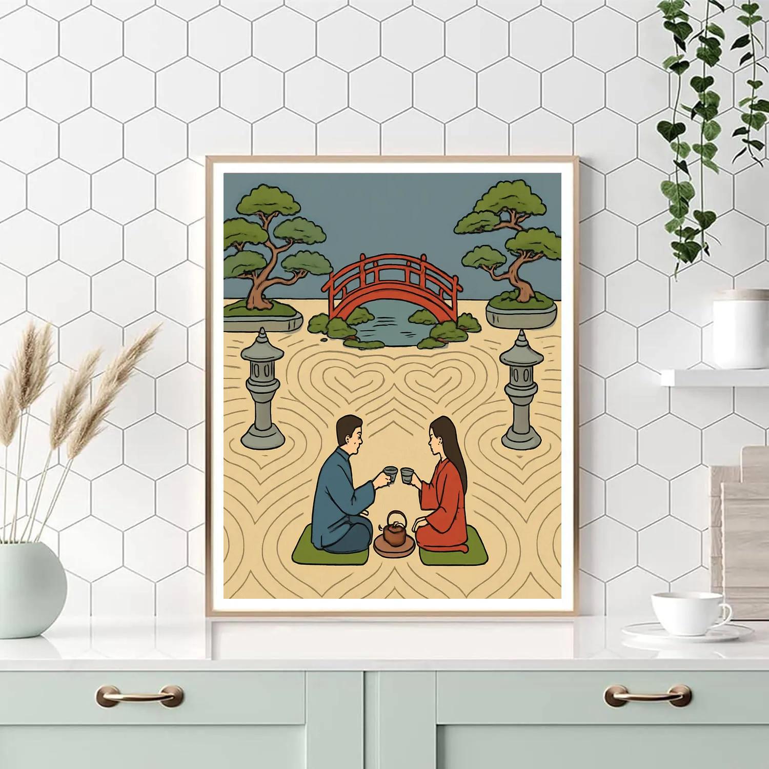 Valentines Day Zen Garden Courtyard DIY paint by numbers
