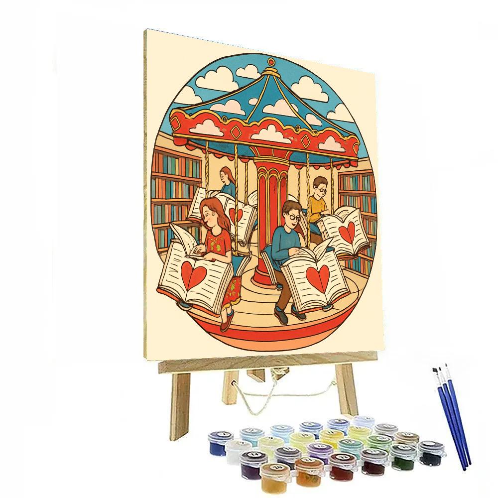 Valentines Day Carousel Of Books DIY paint by numbers