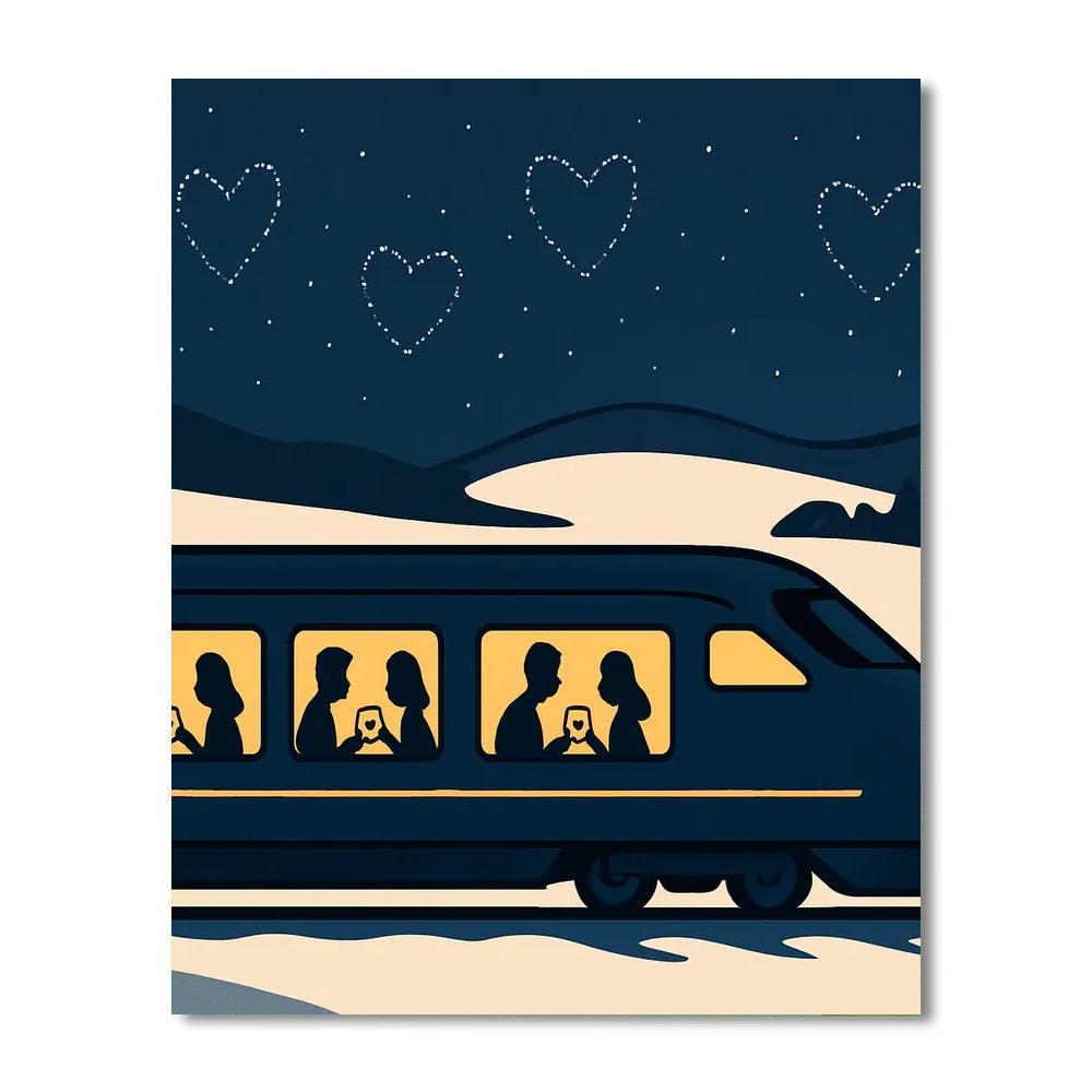 Midnight Train Of Valentines Day Stars painting number kit