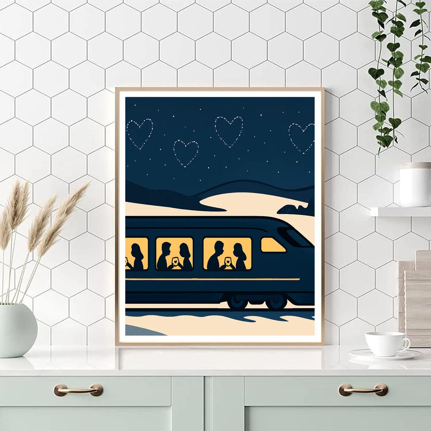 Midnight Train Of Valentines Day Stars painting number kit