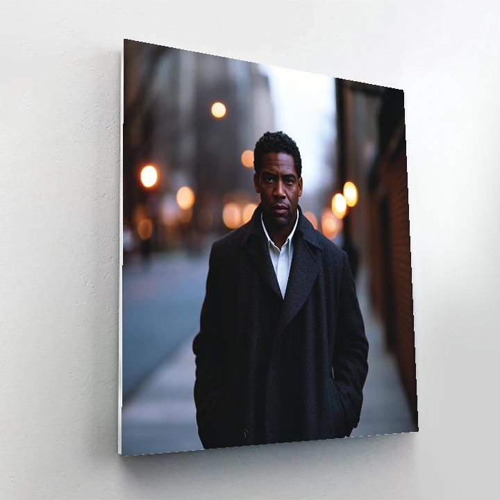 Denzel Washington: Steel Calm On A Night Street Of Stories paint by color