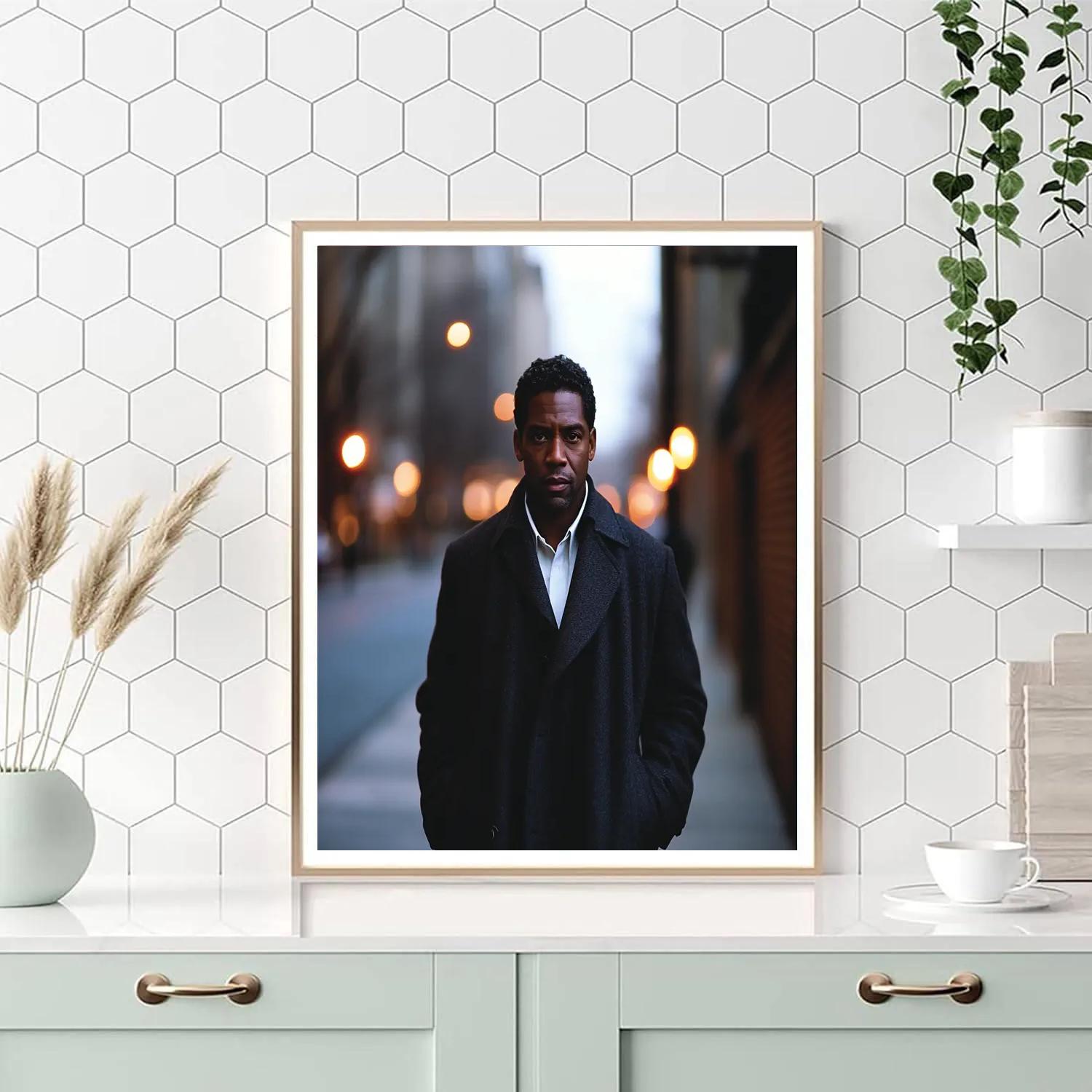 Denzel Washington: Steel Calm On A Night Street Of Stories paint by color