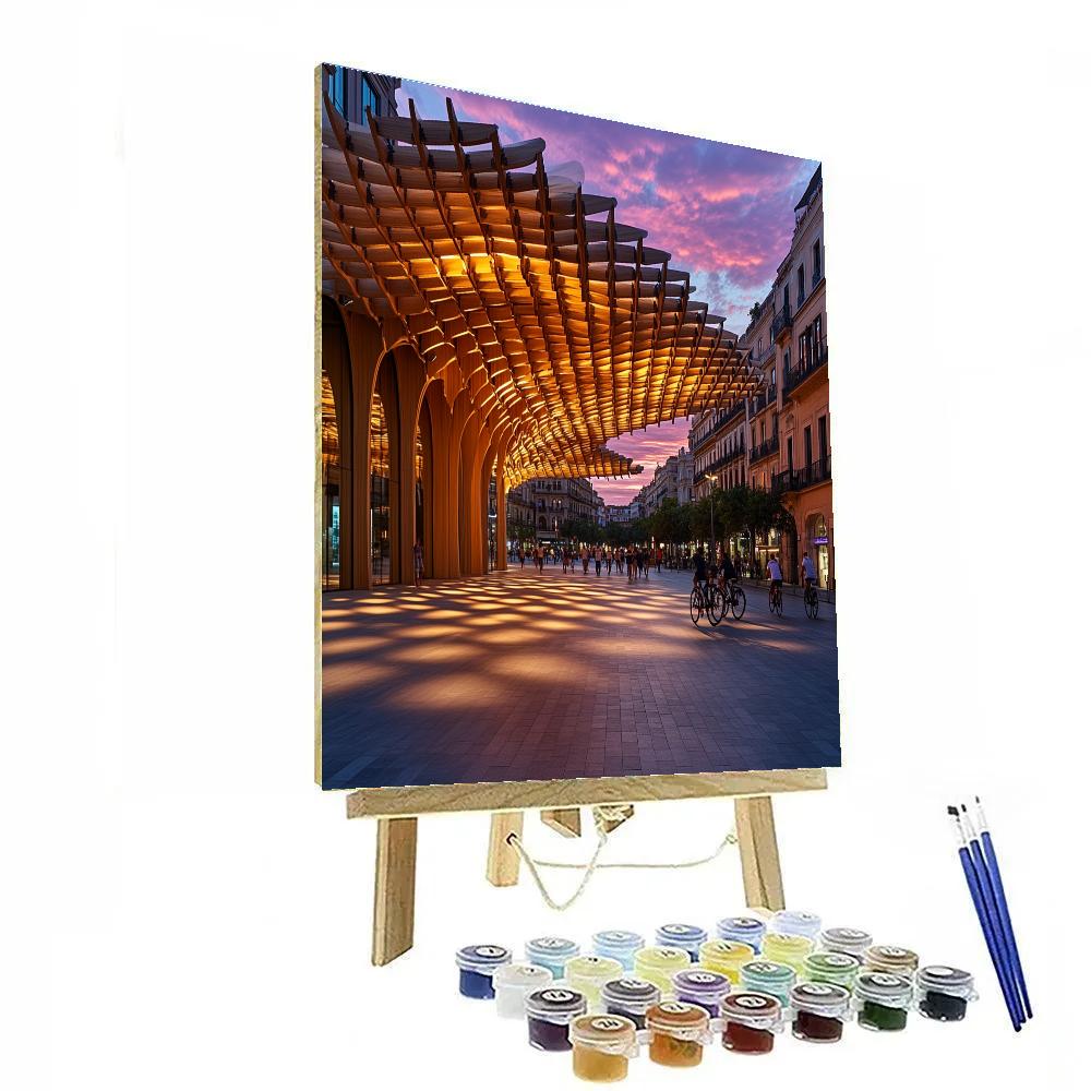 Metropol Parasol Sunset Seville Spain DIY paint by numbers